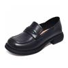 Women's Single Shoes Round Head Flat Bottom Small Leather Shoes Spring New First Layer Cowhide Basic Soft Leather Women's Shoes