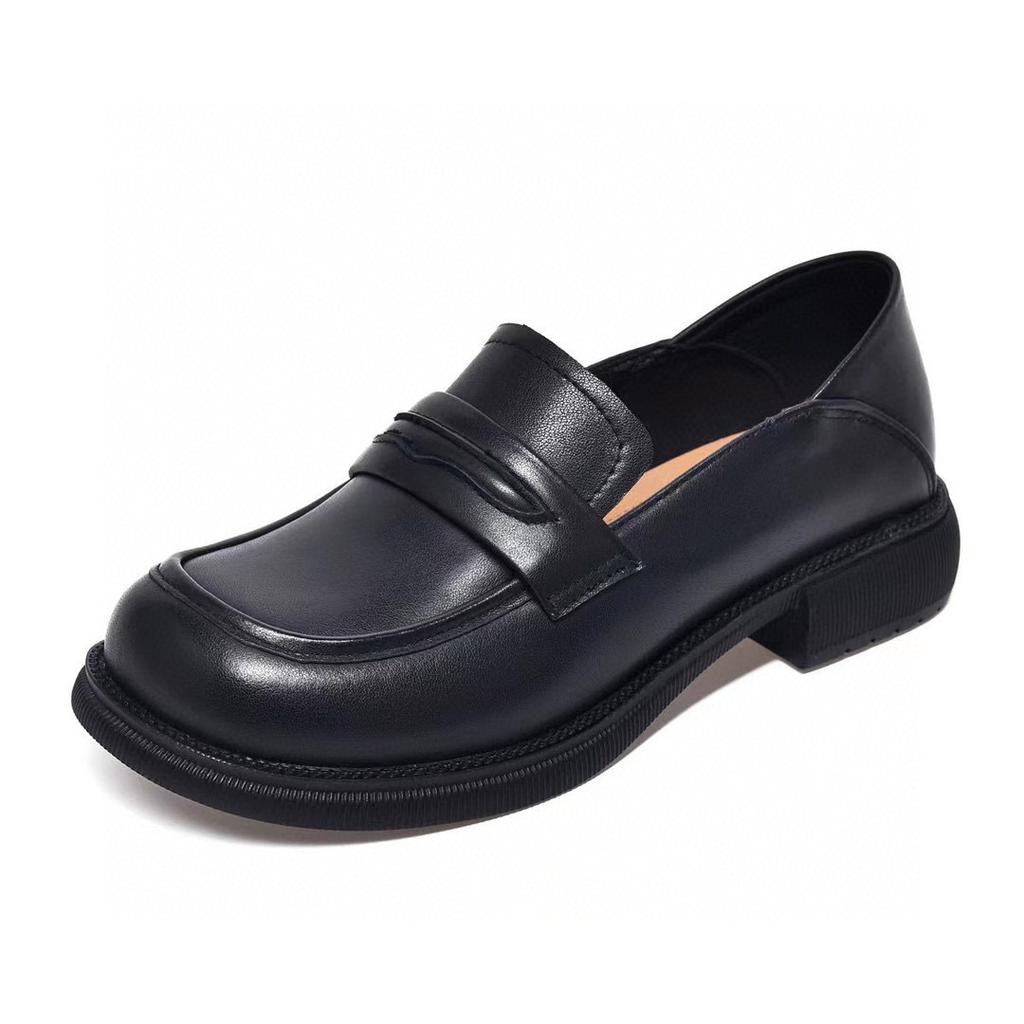 Women's Single Shoes Round Head Flat Bottom Small Leather Shoes Spring New First Layer Cowhide Basic Soft Leather Women's Shoes