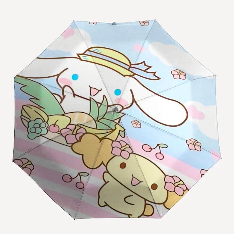 1pc Cinnamoroll Fruit Basket with Automatic Opening/Closing Umbrella - Portable Folding Design, 8-Bone Iron Frame Outdoor Umbrella, Festival Gift for