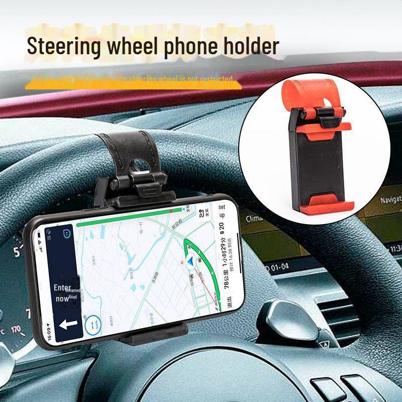 Car Steering Wheel Phone Holder with Secure Buckle