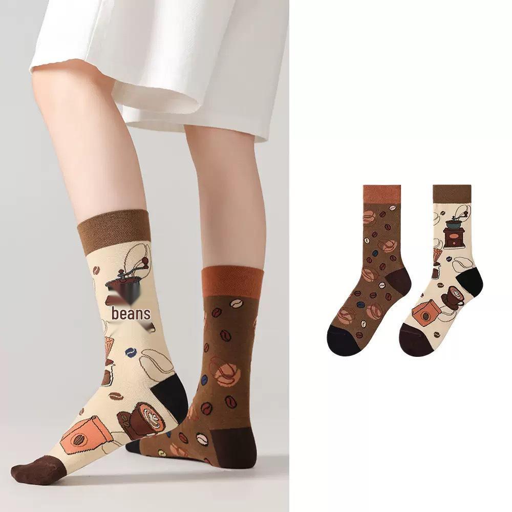 Original Asymmetrische Cartoon Hip Hop Baumwollsocken für Paare - Wadenhoch Mandarinenente Stil für Damen und Herren