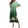 Fashion Women's Summer V-Neck Short Sleeve Floral Print Beach Dress
