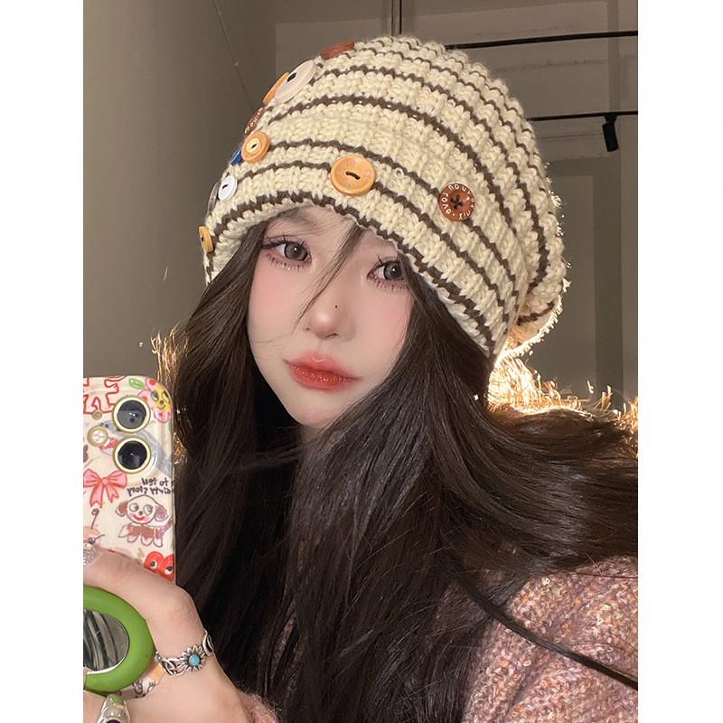 Cozy Knit Beanie For Women And Men With Stylish Button Design Warm Winter Hat