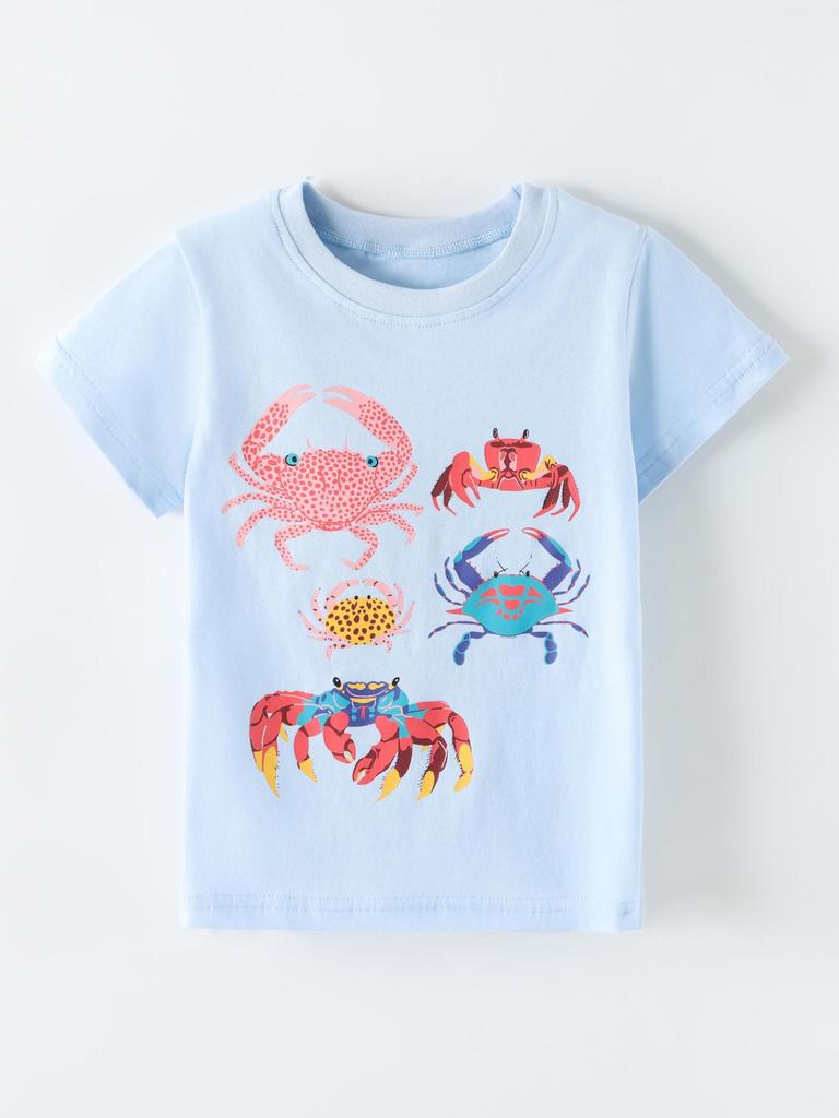 2026 Boys' Short Sleeve Animal Print T-shirt: European American Fashion, Round Neck