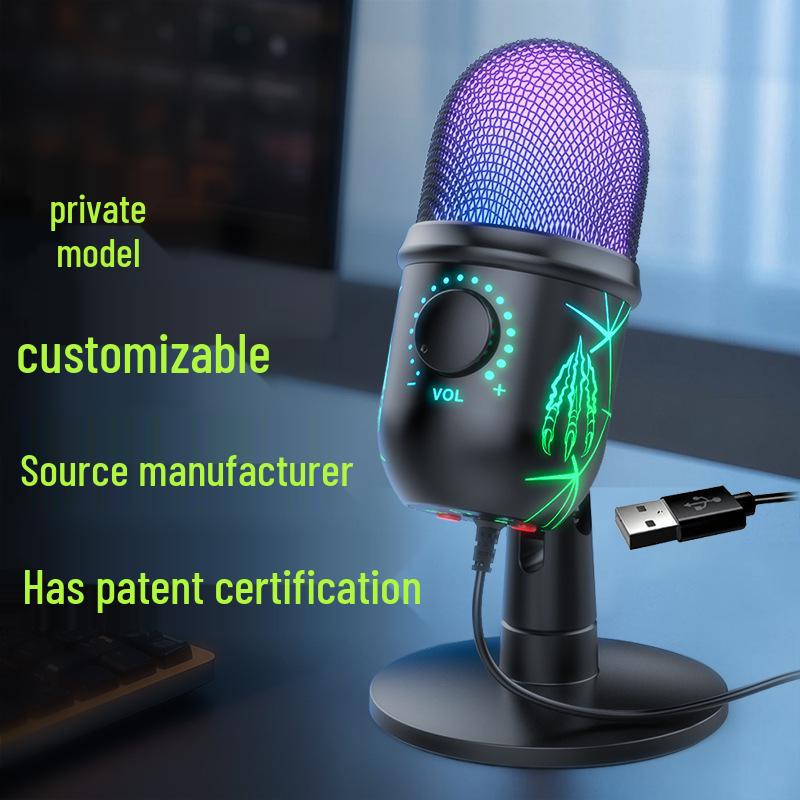 Enping USB Gaming Condenser Microphone with RGB Lights for Streaming & Karaoke