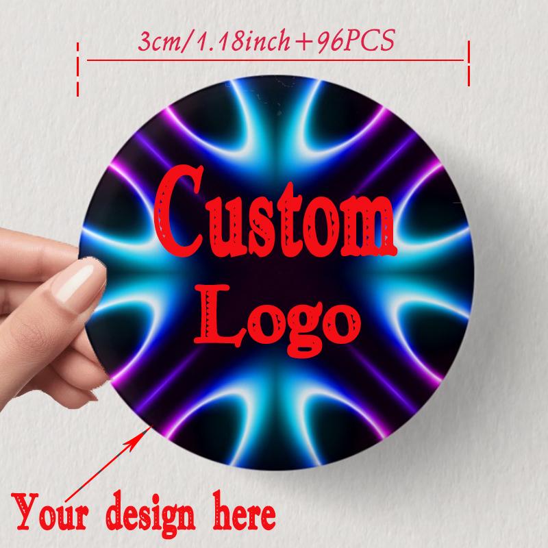 3-6Cm96Pcs Round Customizable Multi-Color Logo Po Stickers - Durable Waterproof Labels For Promotional Activities And Company