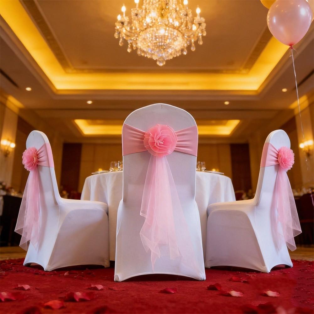Stretch Chair Bow Tie Ready Made Spandex Stretch Cover Elegant Chair Sashes  Banquet Setting