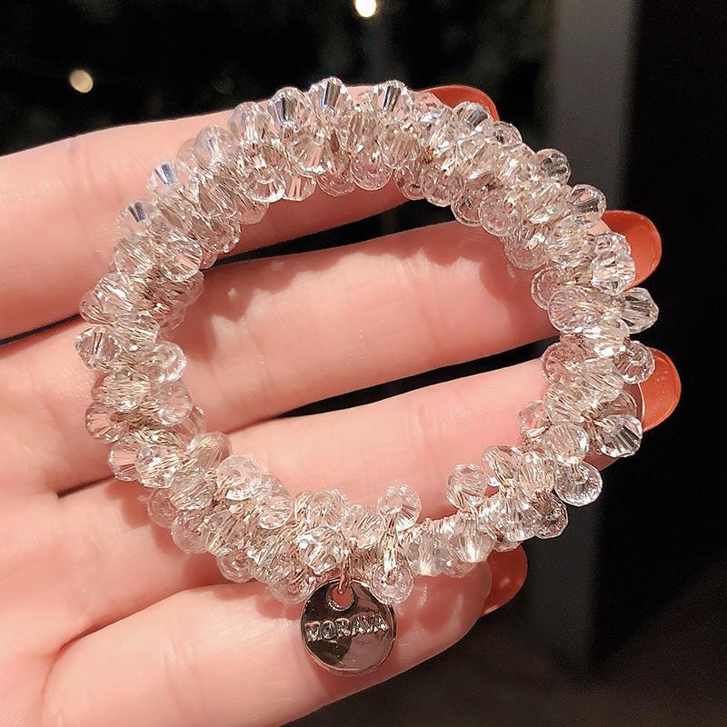 Exquisite Rhinestone Four-Leaf Clover Hair Tie - High Elastic Ponytail Rubber Band