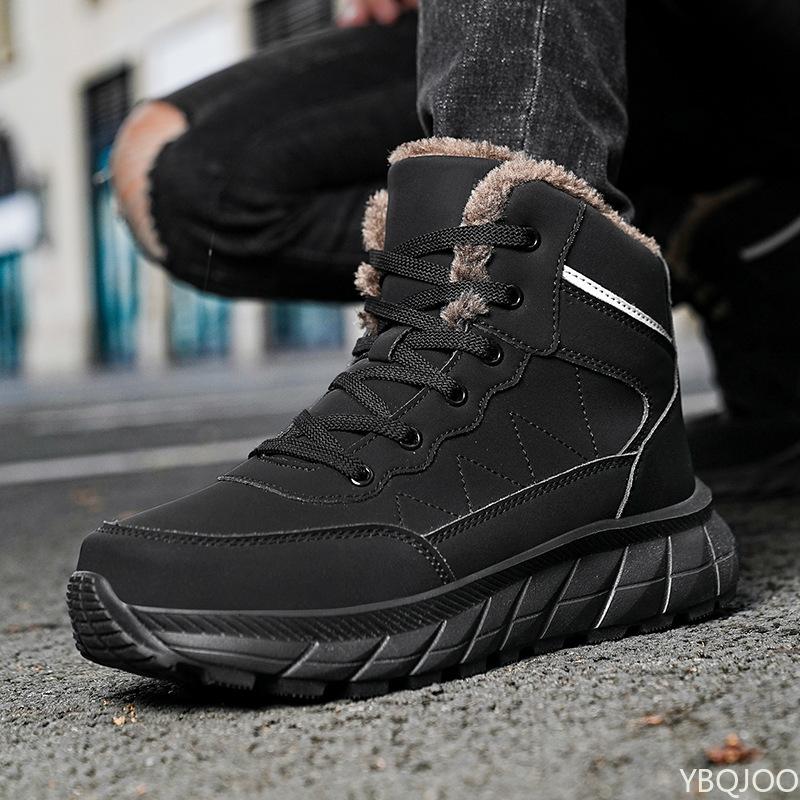 Winter high top outdoor warm snow boots casual comfortable men's hiking shoes fashionable  versatile cotton boots