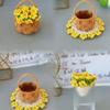 Creative Polyester Rose Bouquet Coasters Cotton DIY Hand Knitted Rose Bouquet Hand Knitted Crochet Flower Pot Gift