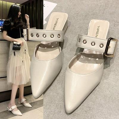 Damen Hausschuhe Lässig Niedrige Absätze Schuhe 2025 Frühling Sommer Leder Spitzschuhe Damen Neue Weiche Designer Hausschuhe