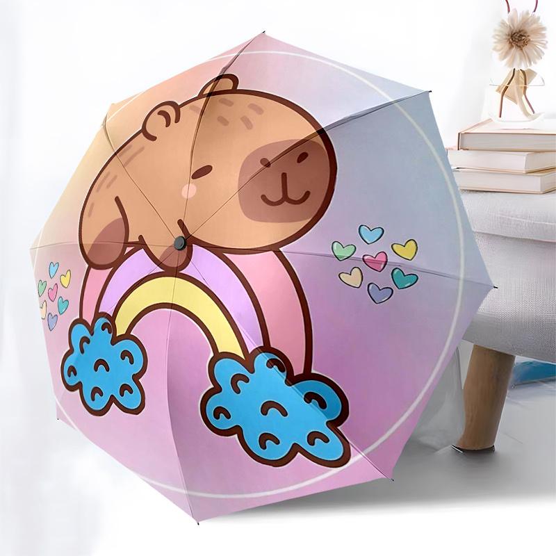Capybara Themed Travel Umbrella-8 Ribs Automatic Opening and Closing, Portable Folding Design, Compact and Stylish Umbrella Suitable for Out