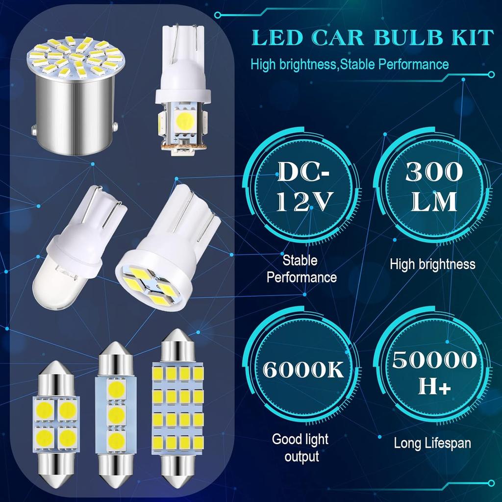 Frienda 70 Pieces LED Car Bulb Kit Interior Car Lights LED Dome Light 31 Mm 36 Mm 41 Mm T10 Bulbs Festoon Bulbs For Car Interiors Map Dome Trunk