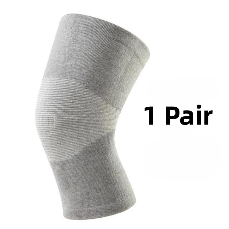 1 Pair Knee Support Protector  Leg Arthritis Injury Gym Sleeve Elasticated Bandage Knee Pad Charcoal Knitted Knee Pads Warm