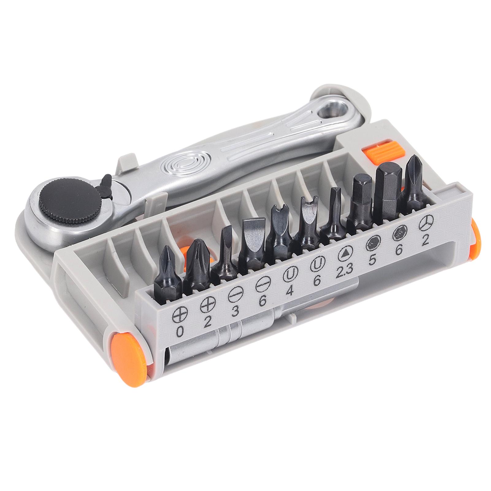 

12 шт. Трещоточная отвертка-ключ с битой с крестовым шлицем, серебристая, автоматическое извлечение, трещоточная отвертка