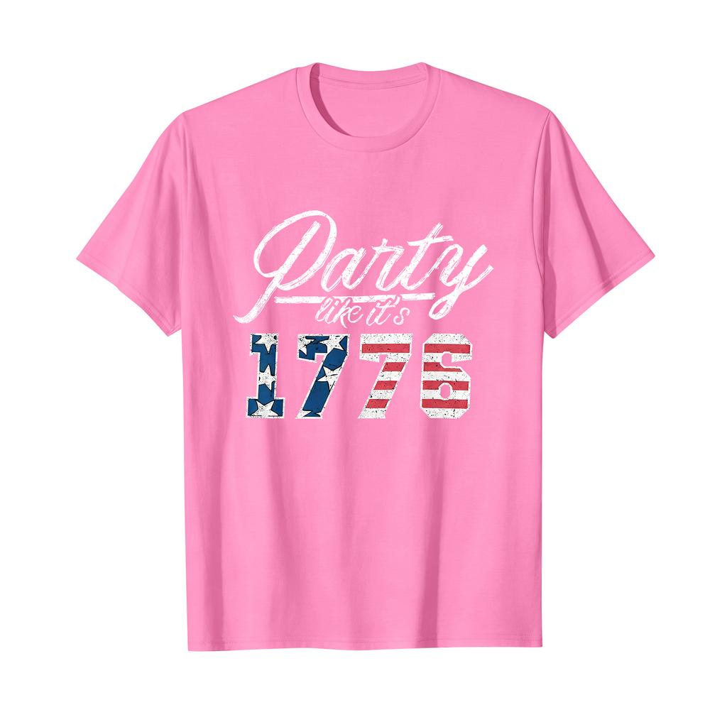 Mens Crew Neck Short Sleeve T Shirt with 1776 Graphic Print Casual Fit Soft Cotton Material Comfortable Design