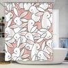 Adorable White Rabbits Shower Curtain Pink Pastel Wall Hanging Decor for Bathrooms In Homes or Dorms Extra Long Size 72x84 Inche