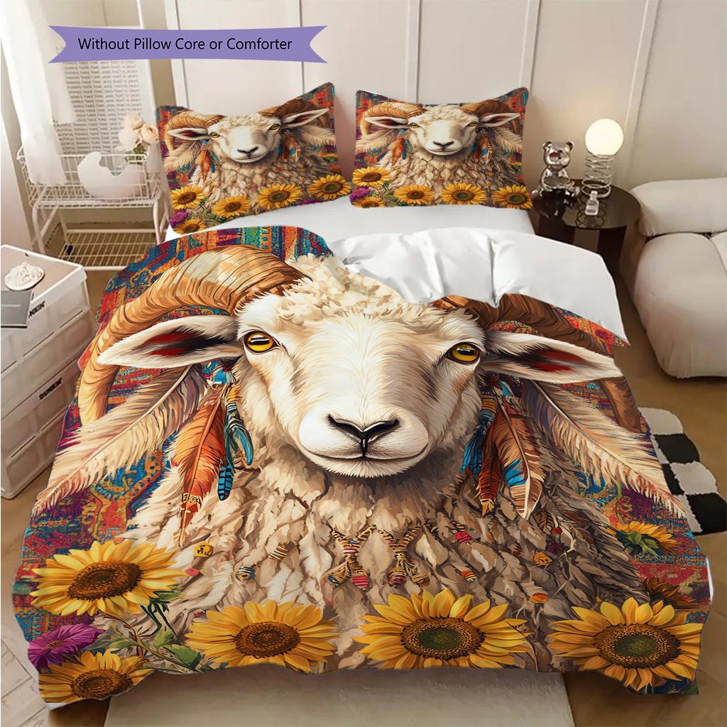 Sheep Pattern Bedding Quilt Set Quilt Cover Pillowcase Home Decoration Birthday Gift (1 * duvet cover + 2 * pillowcase, without core)