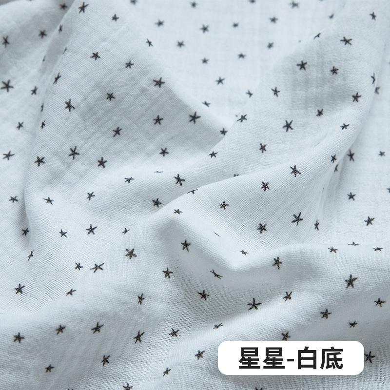 0.5m/1m/2m Soft Cartoon Cherry Print Double Crepe Gauze Fabric 100% Cotton Fabric DIY Sewing Clothing Baby Breathable Texture