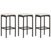 Day and Night - Day and Night Kitchen Stools with Cushions 3 Pcs Brown Synthetic Rattan