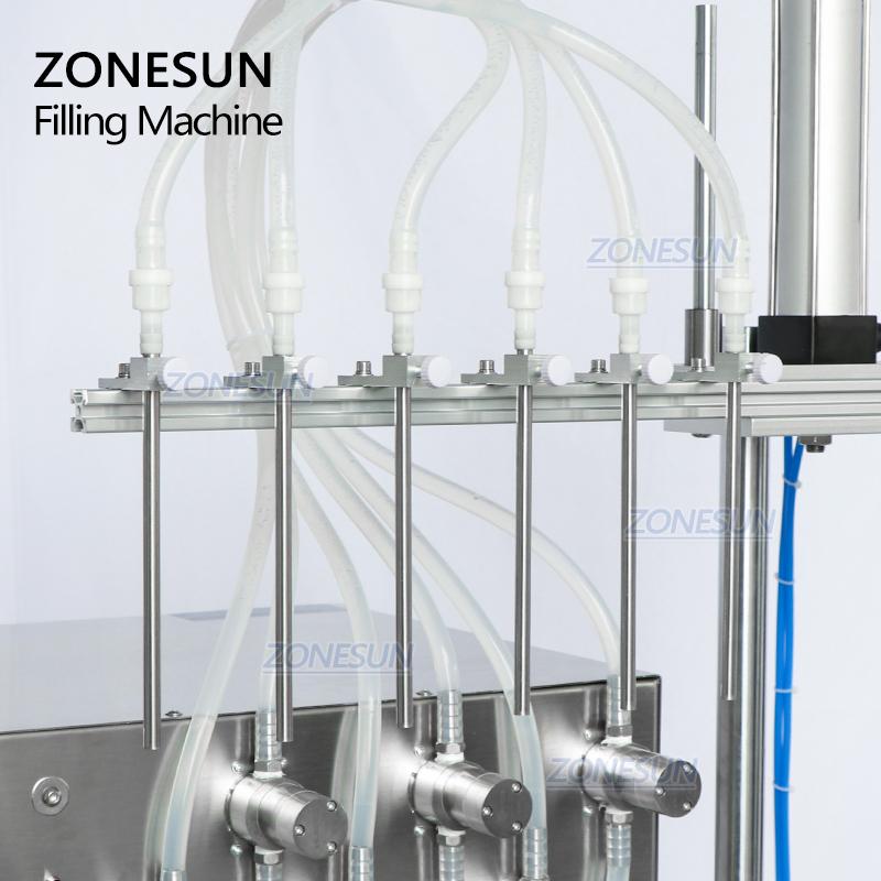 ZONESUN ZS-DTMP6M Automatic 6 Diving Nozzles Liquid Filling Machine Magnetic Pump Foamy Liquid Soap Essential Oil Bottle