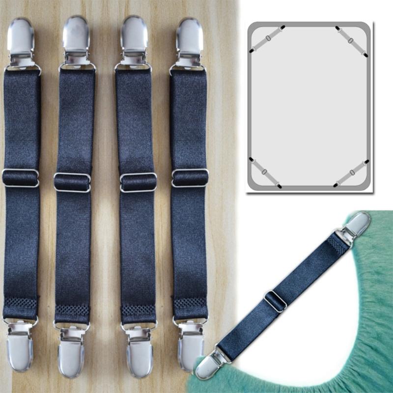 4pcs/set Adjustables Bed Sheet Fasteners Strap Elastics Mattress Cover Corner Holder Clip Grippers Suspenders Cord Decors