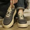 Golden Sapling Spring White Shoes Men Microfiber Leather Thick Soled Casual Sneakers Street Tide Flat Skateboard Shoes