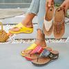 Women Retro Flip-Flops with Arch Support - Slippers Slip-On Wedge Shoes Women Summer Thong Sandals Lightweight Slides Women