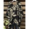 T-shirt Estiva Elegante Bohemien Bicolore da Donna con Stampa Floreale a Forma di Cuore e Farfalla, Scollo Tondo, Blusa Casual, Abbigliamento Bohemien da Donna