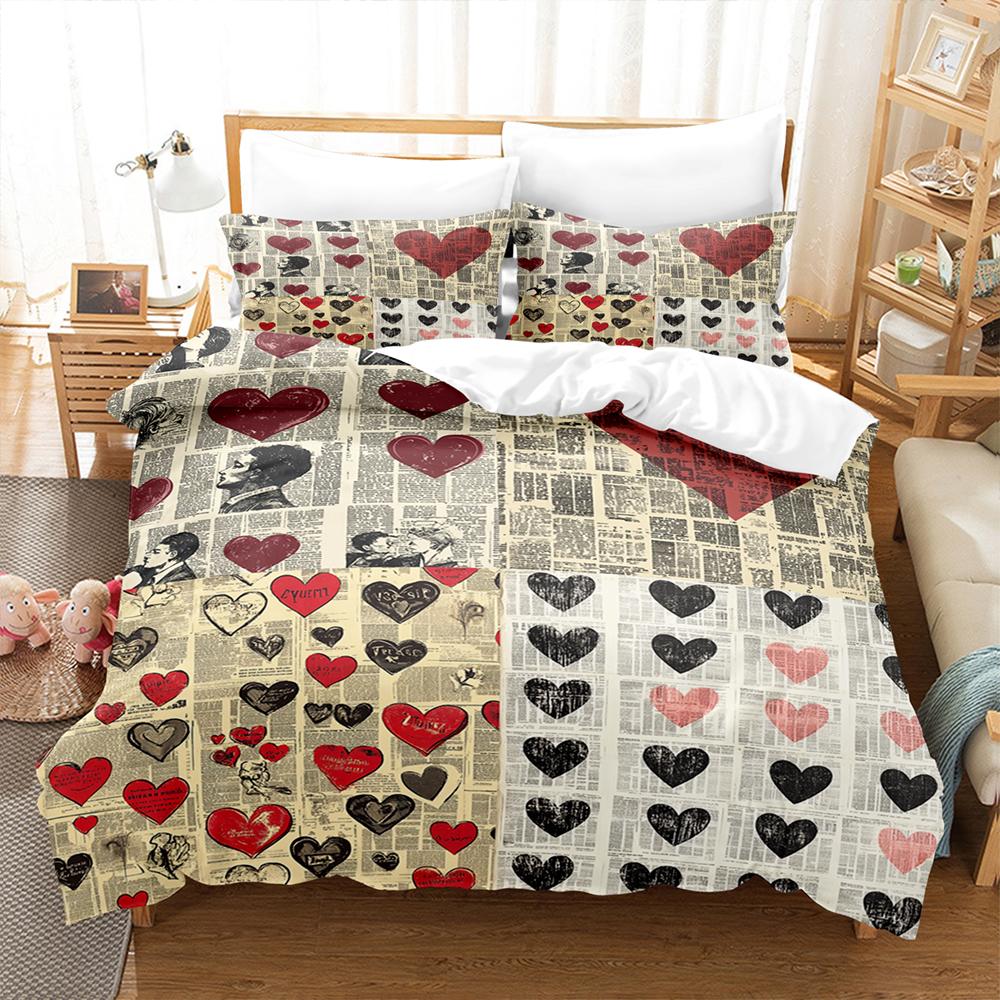 

Valentine Christmas Elk Snowflakes Red Duvet Cover Set Happy New Year Bedding Holiday Gifts for Bedroom Decoration EU Single135x200cm