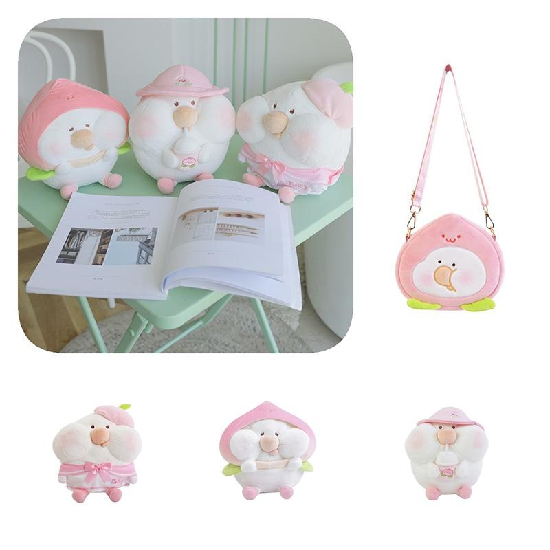 Peach Toby Plush Toy Stuffed Doll Pillow Out Storage Messenger Bag Girls Gift