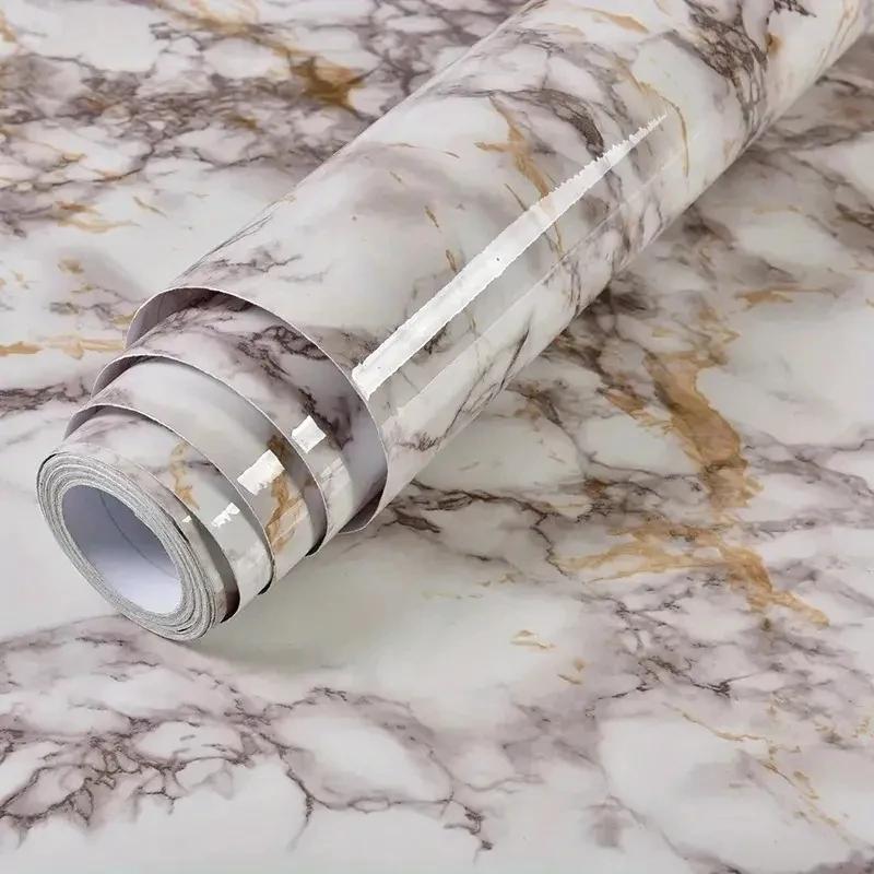Marble-Look Peel & Stick Wallpaper - Durable, Waterproof, & Easy to Remove - Perfect for DIY Room and Furniture Makeovers in Liv