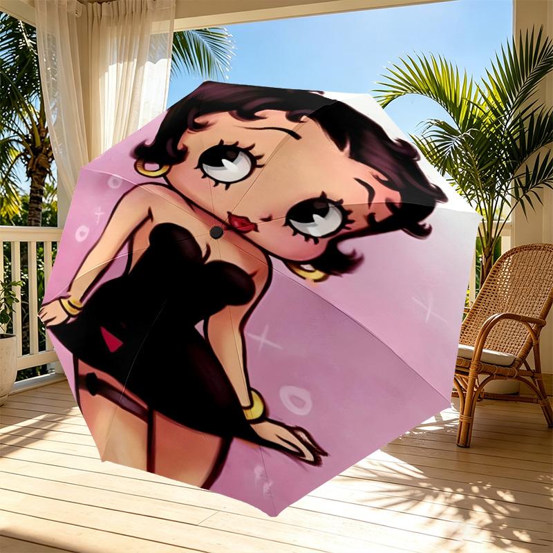 Sexy Doll Print Automatic Open Close Umbrella, Portable Foldable Umbrella, for Outdoor Commute Camping Trip, Ideal Birthday Gift