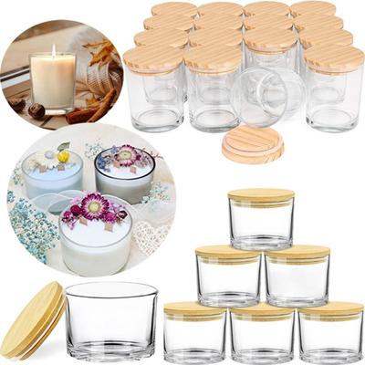 Small Empty Candle Containers Clear Glass Aromatherapy Tray Glass Candle Jars  for Making Candles