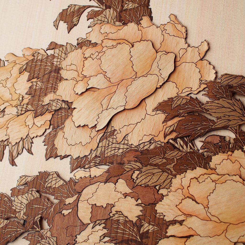 KINOWA "Peony and Butterfly" Woodcut Original Handmade Kit Ukiyo-e Hokusai Flower and Bird Painting Collection Made In Japan