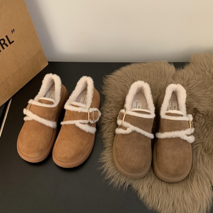 Keep Your Own Version! Thick-soled Brown Velvet Boken Shoes Spring and Summer Snow Shoes Snow Boots Cotton Shoes Women's Shoes Wear Fluffy S