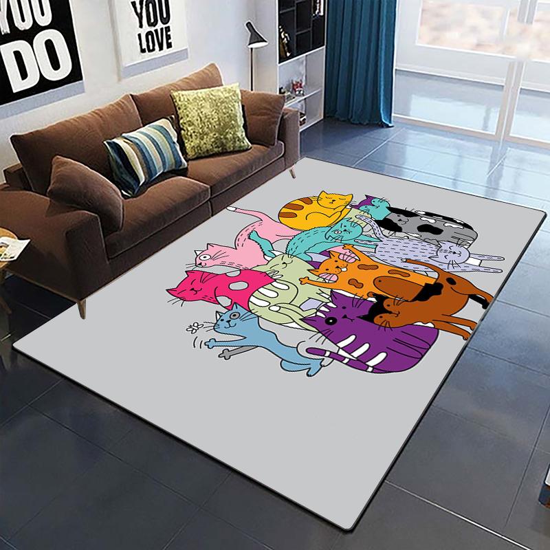 Cute Cat Carpet Yoga Living Room Children's Crawling Mat Picnic Mat Kawaii Rug Doormat Area Rug Games Area Washroom Floor Mat