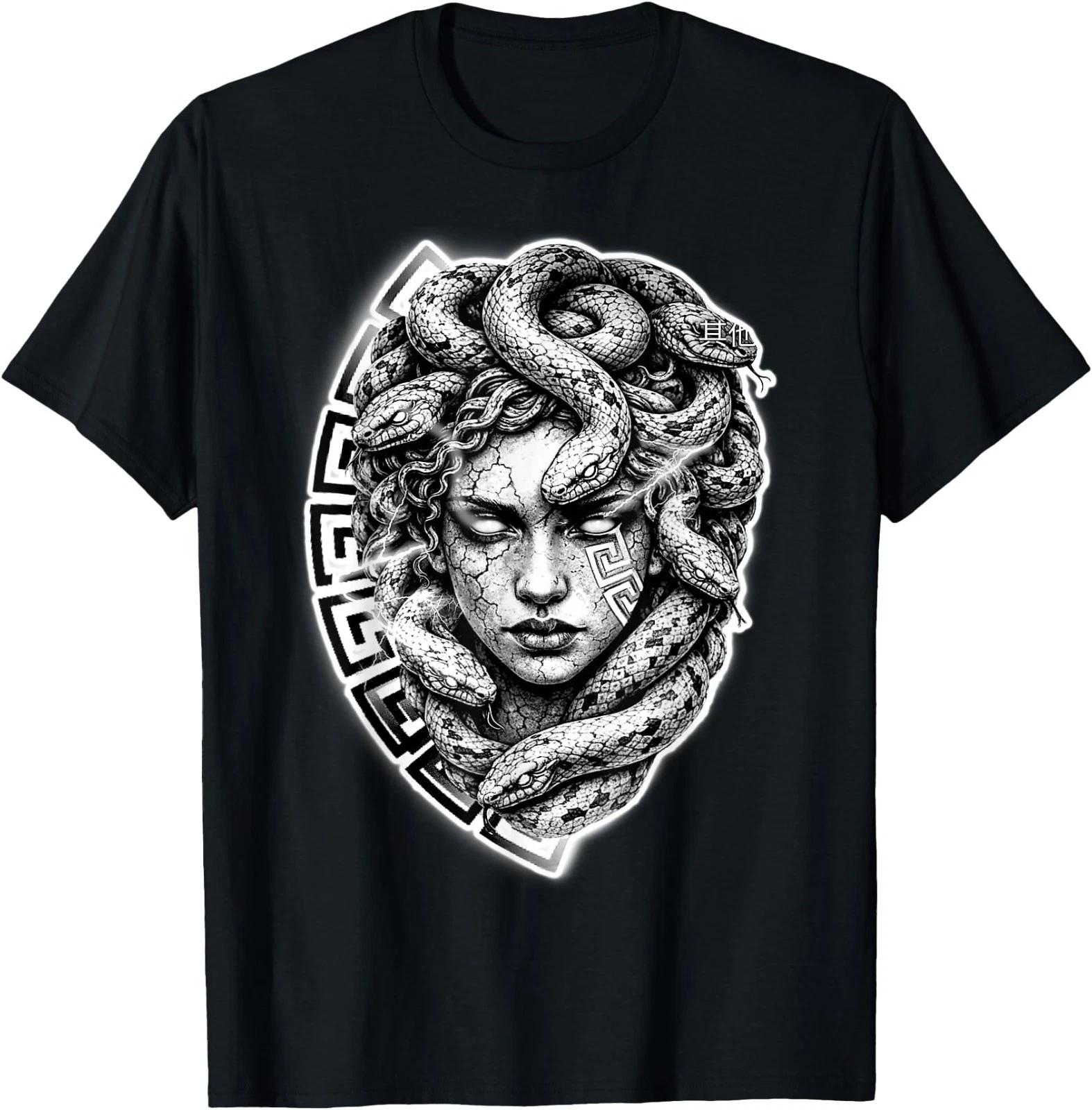 Medusa Stone Goddess Snake Serpent Meandros Design T-Shirt 120
