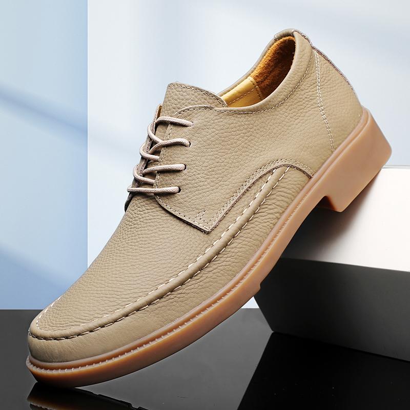 Fashion Fashionable Outdoor Men's Breathable and Non Slip Workwear Shoes High-quality Comfortable Lace Up Round Toe Casual Leather Shoes