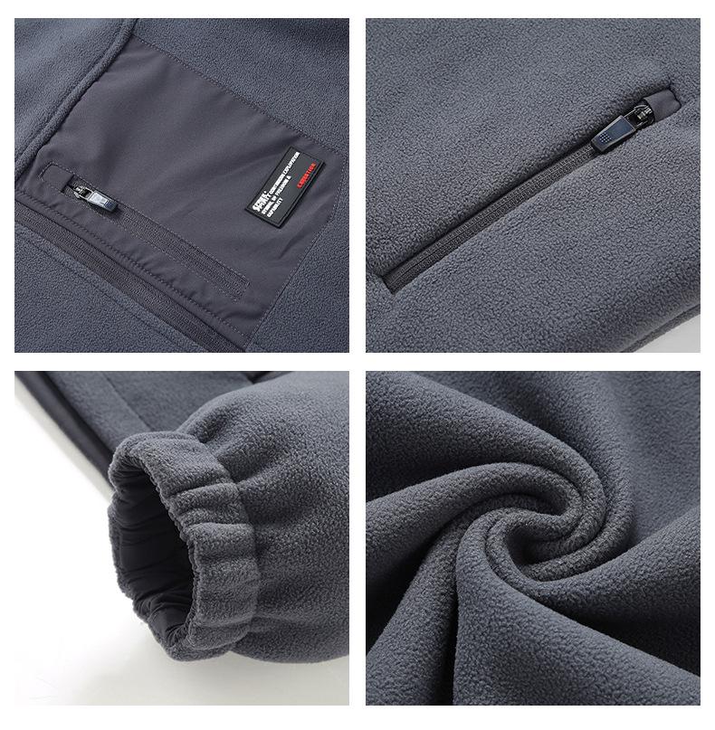 Reversible Plus Velvet Fleece Jacket: Business Casual Stand Collar for Autumn/Winter, Ideal for Middle-Aged Men.