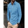 Spring Autumn Solid Polo Shirts Fashion Zip Collar Men's Sports Long Sleeve Polo Shirt