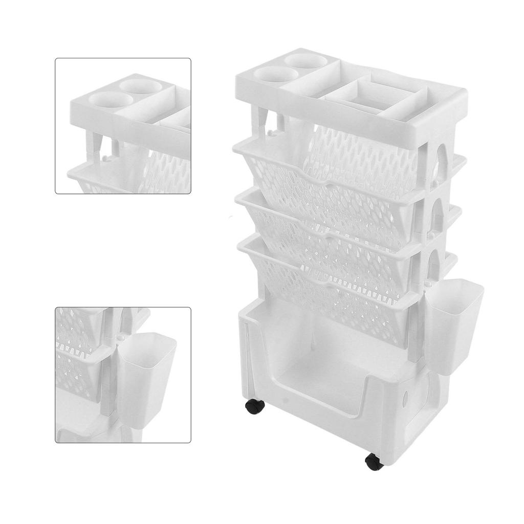 Movable Book Rack Large Capacity 5 Layer Thickened Rollers Multifunctional Movable Bookshelf for