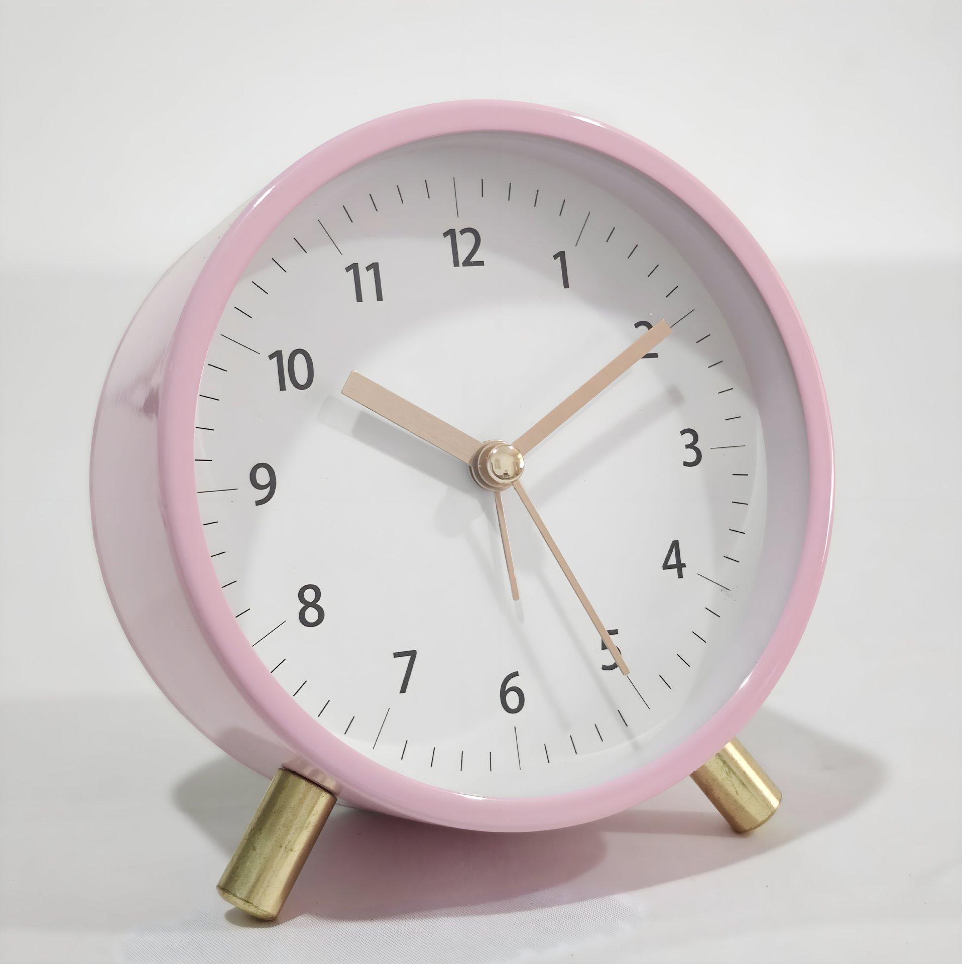 

Скандинавские часы настольные бесшумные минималистичные для спальни будильник для гостиной модные креативные легкая роскошь студенческое общежитие настольные часы pink