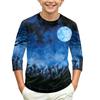 Children's Halloween Print Round Neck Three-Quarter Sleeve Top for Casual Everyday Wear