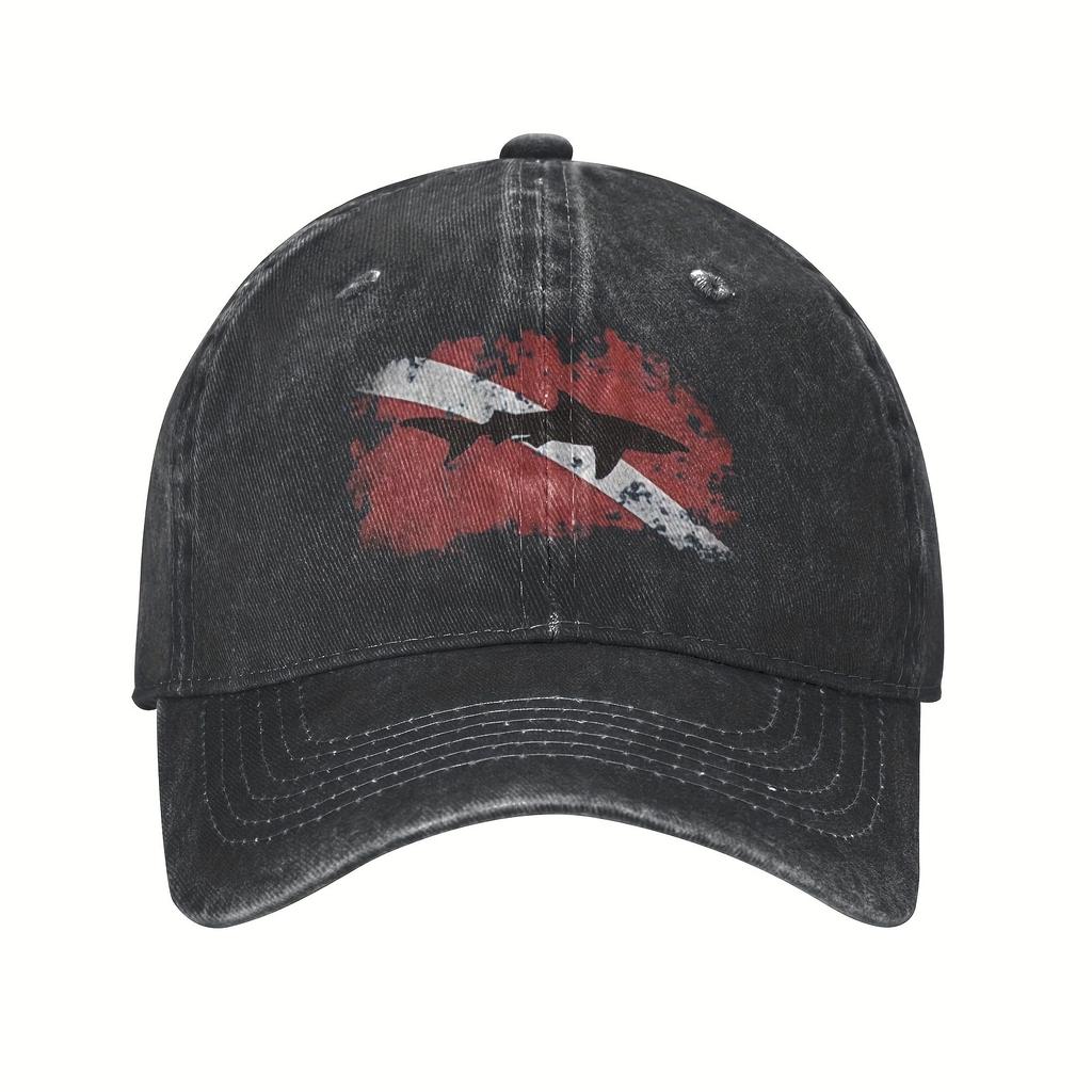 Shark Diver Flag Distressed Baseball Cap Vintage Sports Cowboy Hat Outdoor Adjustable