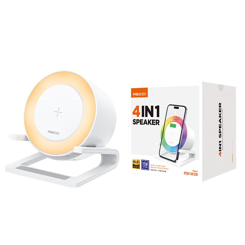Recci RSK-W28 Wireless Charger Bluetooth Speaker with RGB Ambient Light (CN version)