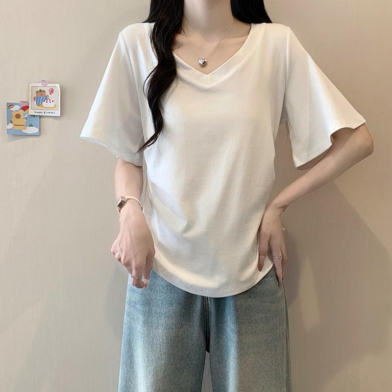 2026 Plus Size Women's V-Neck Slimming Short-Sleeve Summer Top