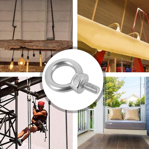 Samcos M6 Eyebolts, M6 Female Thread, for Hanging, Fixing, and Reinforcement, Stainless Steel, Earthquake-Proof, Furniture, and Woodworking (12mm/Pack