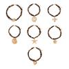 Adjustable Sea Star and Conch Pattern Cotton Cloth Necklace With Alloy Charm for Casual Outfits or Travel Accessories