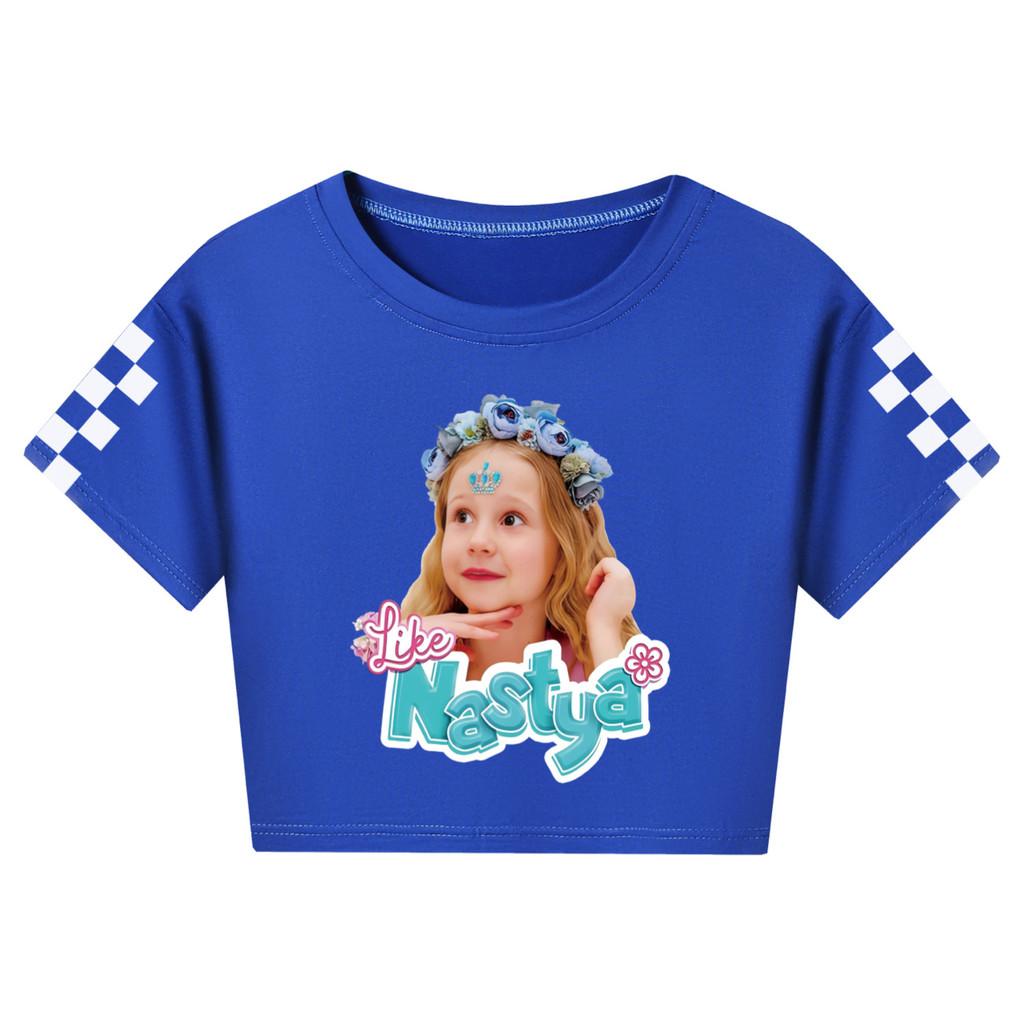 

5530 Kids Girls Nastya Print Short Sleeves Short T-Shirt 110cm темно-синього кольору